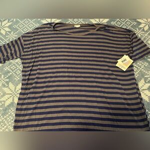 NWT Lularoe Irma Striped Navy and Grey Shirt